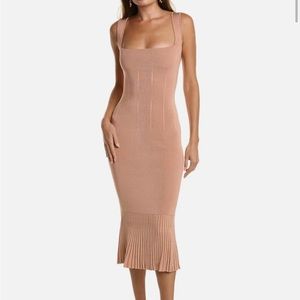 Galvan Atalanta pleated stretch-knit midi dress XS